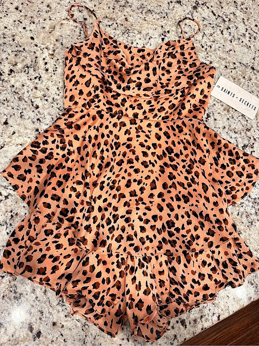 Saints & Secrets Animal Print Mini Dress in Pink & Black Size Small NWT